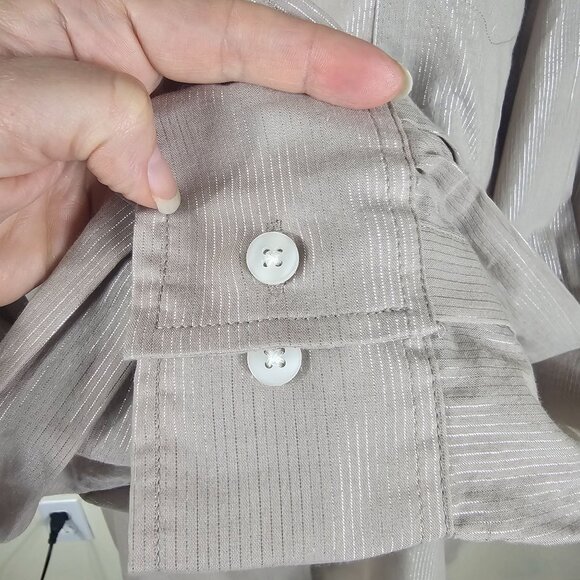 Gap The Big Shirt Oversized Button Up Blouse Sz L Metallic Stripes Lagenlook - Picture 5 of 10